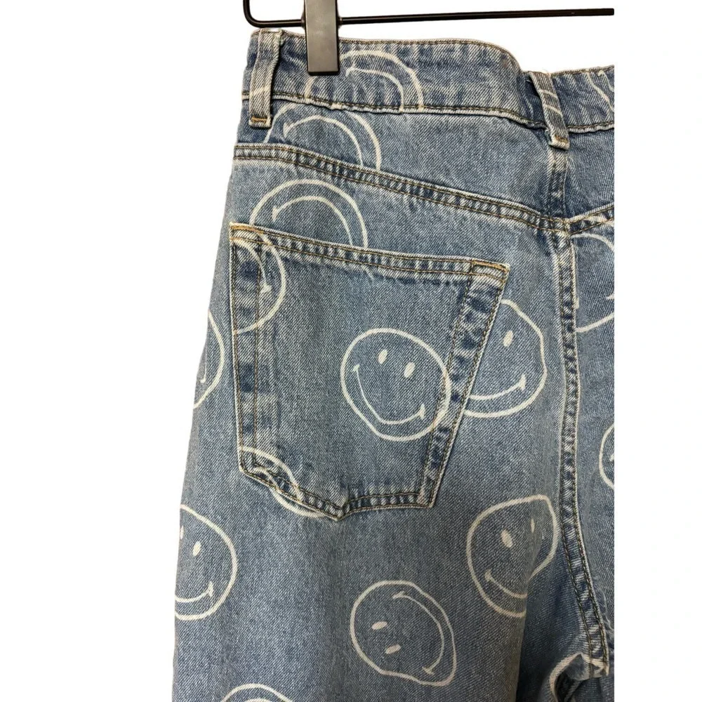 Smiley x H&M smiley Face Wide Leg Straight Leg Smiley Face denim Jeans Size 0